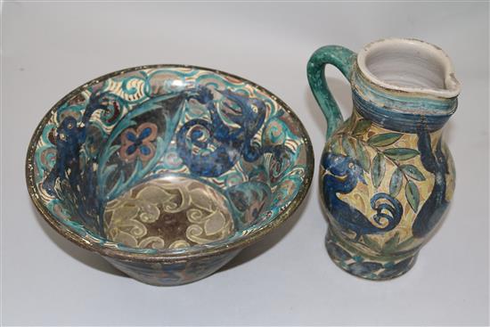 John Pearson. A lustre pottery bowl & a stein